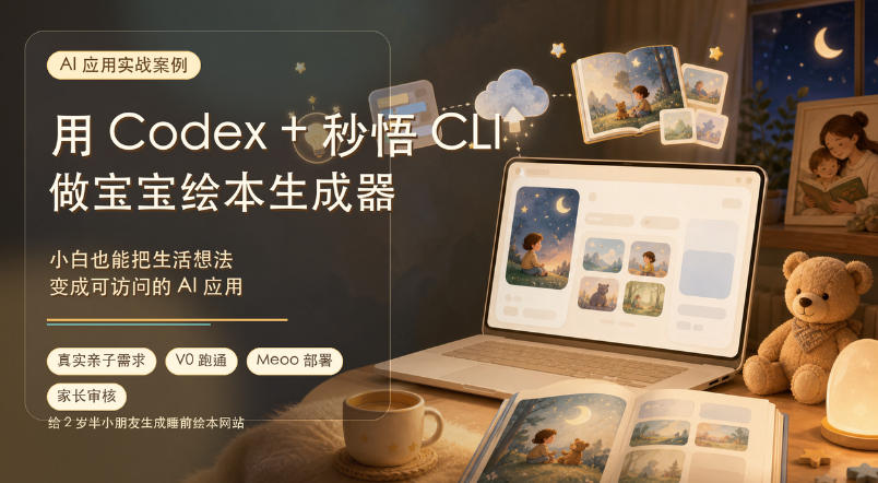 AI应用实战案例，用Codex+秒悟CLl做宝宝绘本生成器，小白也能把生活想法变成可访问的AI应用-海之城短剧项目