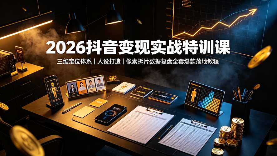 2026抖音变现实战特训课：三维定位体系｜人设打造｜像素拆片数据复盘全套爆款落地教程-海之城短剧项目