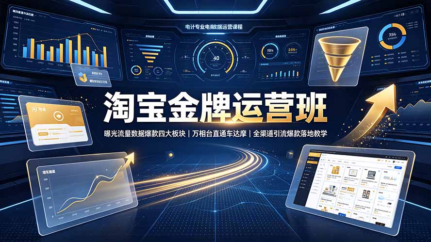 淘宝金牌运营班-7月：曝光流量数据爆款四大板块｜万相台直通车达摩｜全渠道引流爆款落地教学-海之城短剧项目