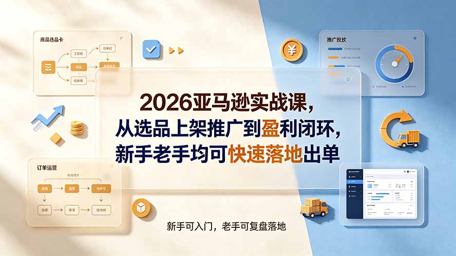 2026亚马逊实战课，从选品上架推广到盈利闭环，新手老手均可快速落地出单-海之城短剧项目