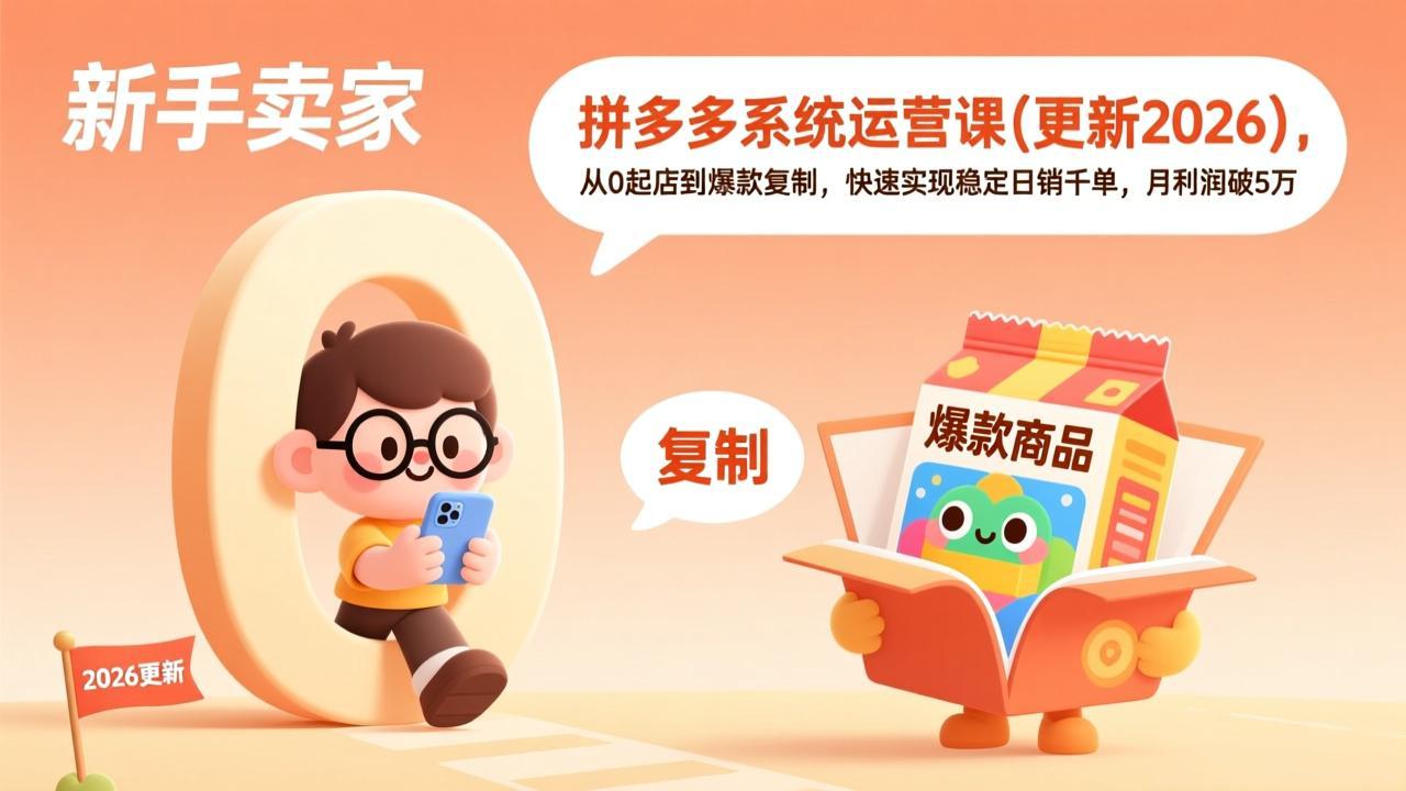 拼多多系统运营课(更新7月)，从0起店到爆款复制，快速实现稳定日销千单，月利润破5万 - 中创网