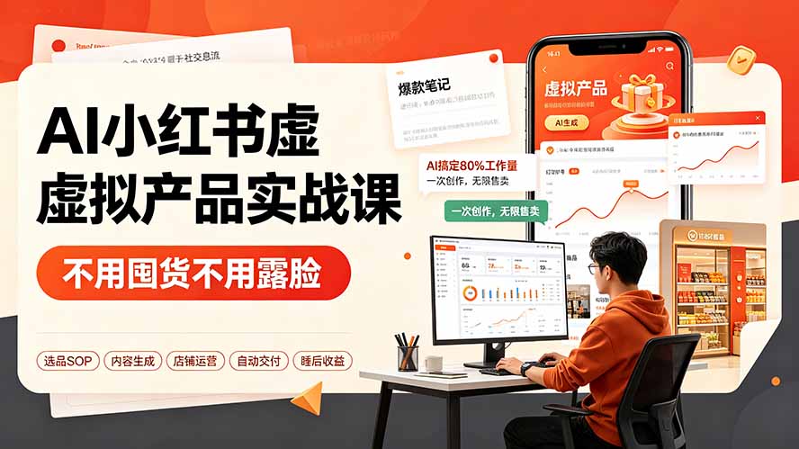AI小红书虚拟产品实战课-更新：不用囤货不用露脸，AI搞定80%工作量，一次创作无限售卖睡后收益-海之城短剧项目