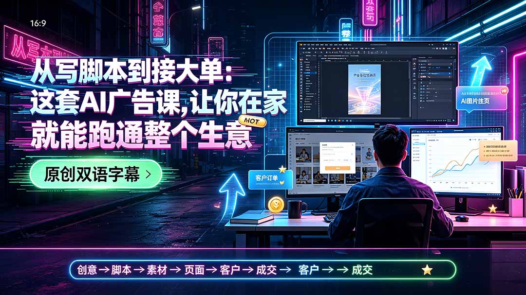 从写脚本到接大单：这套AI广告课，让你在家就能跑通整个生意【原创双语字幕】-海之城短剧项目