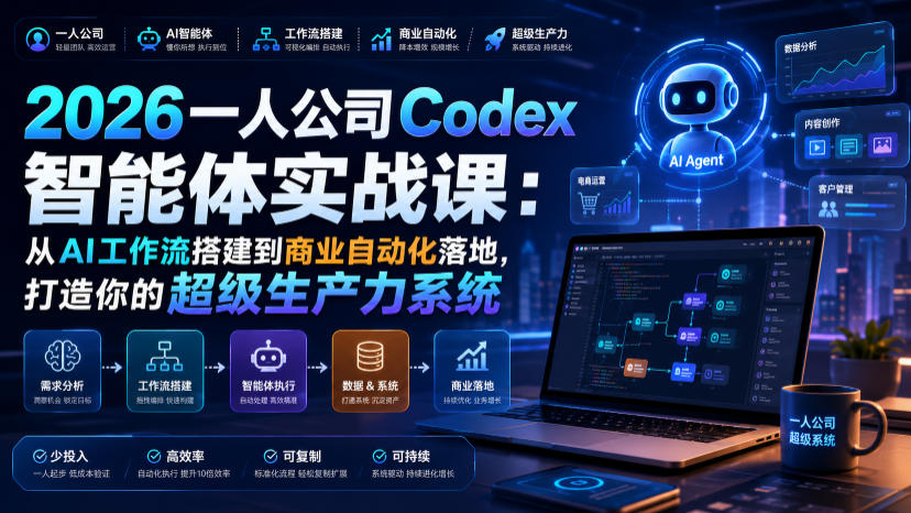 2026一人公司Codex智能体实战课：从AI工作流搭建到商业自动化落地，打造你的超级生产力系统-海之城短剧项目