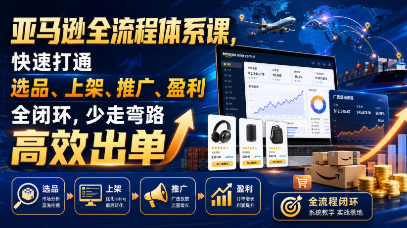 亚马逊全流程体系课，快速打通选品、上架、推广、盈利全闭环，少走弯路高效出单-海之城短剧项目