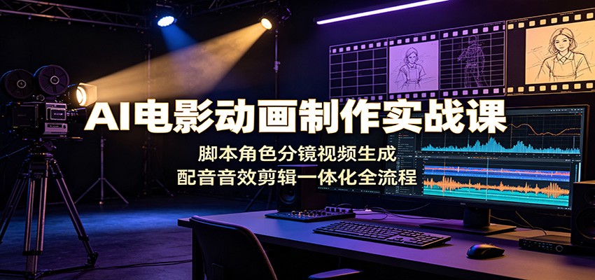 AI电影动画制作实战课：脚本角色分镜视频生成，配音音效剪辑一体化全流程-海之城短剧项目
