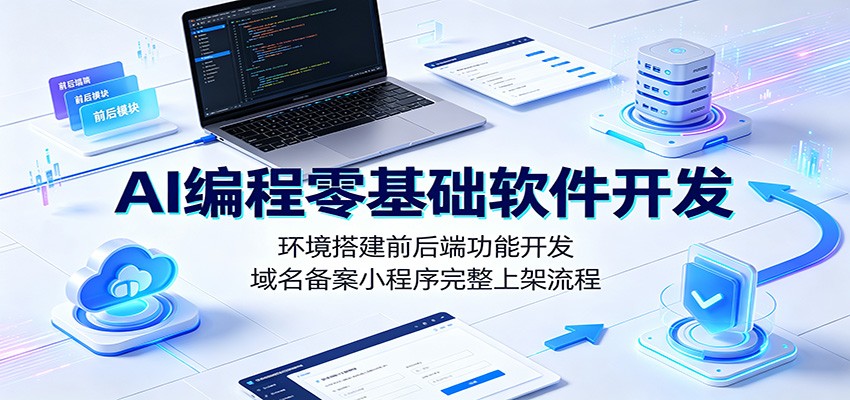 AI编程零基础软件开发：环境搭建前后端功能开发，域名备案小程序完整上架流程-海之城短剧项目