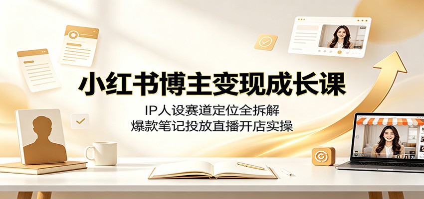 小红书博主变现成长课：IP人设赛道定位全拆解，爆款笔记投放直播开店实操-海之城短剧项目