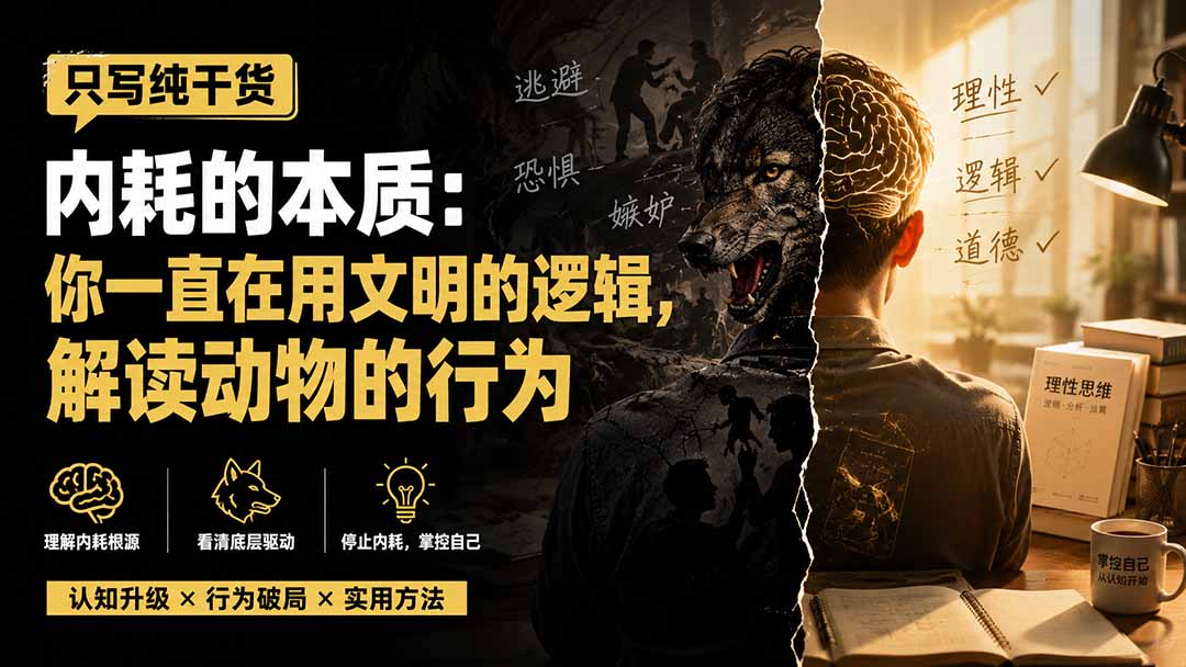 付费文章：只写纯干货-内耗的本质：你一直在用文明的逻辑，解读动物的行为-海之城短剧项目
