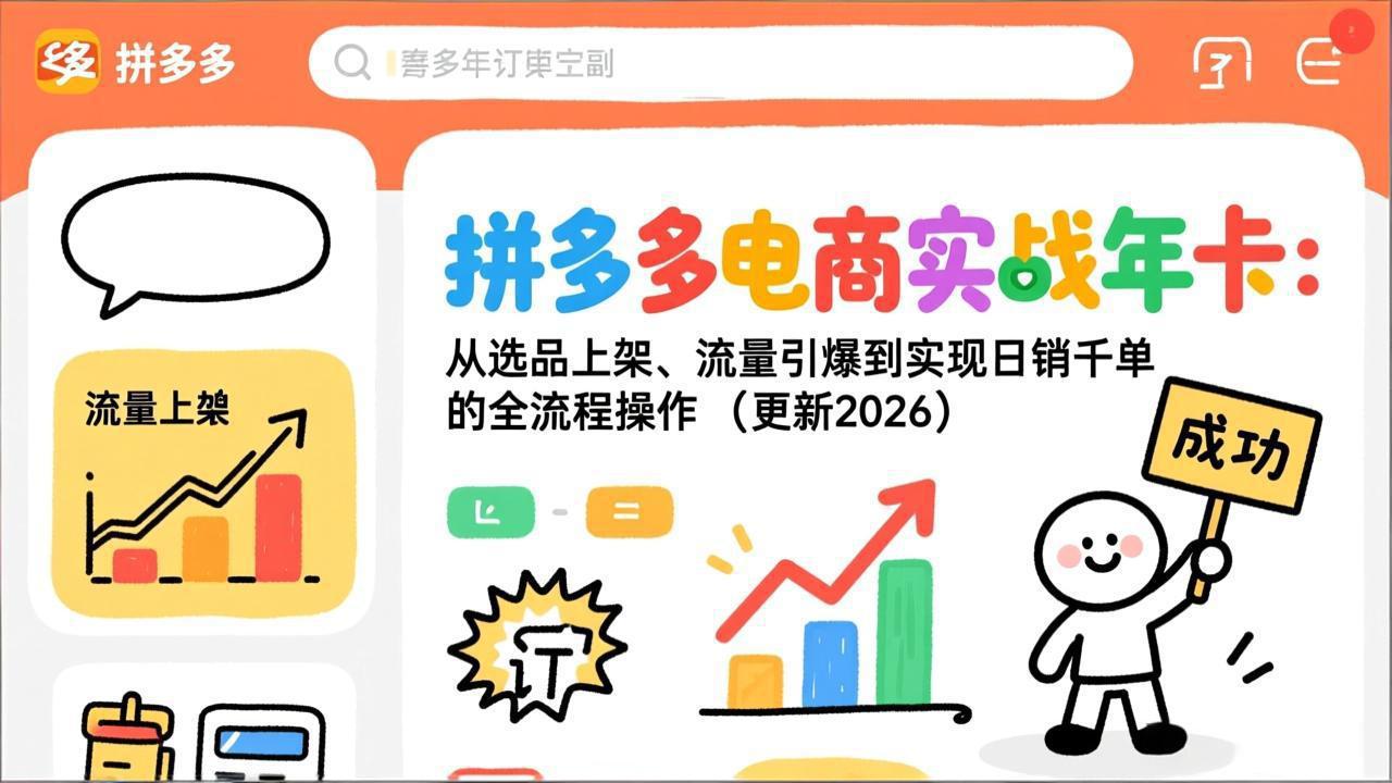 拼多多电商实战年卡：从选品上架、流量引爆到实现日销千单的全流程操作（更新2026年8月）-海之城短剧项目
