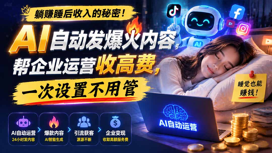 躺赚睡后收入的秘密！AI 自动发爆火内容，帮企业运营收高费，一次设置不用管【原创双语字幕】 - 中创网