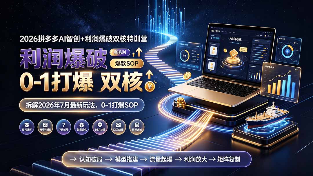2026拼多多AI智创+利润爆破双核特训营-更新：拆解2026年7月最新玩法，0-1打爆SOP-海之城短剧项目