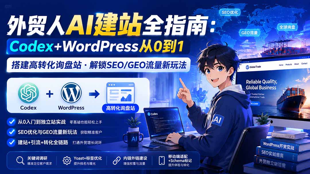 外贸人AI建站全指南：Codex+WordPress从0到1·搭建高转化询盘站·解锁SEO/GEO流量新玩法-更新 - 中创网