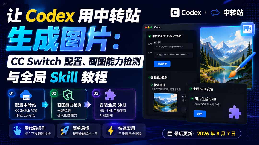 让 Codex 用中转站生成图片：CC Switch 配置、画图能力检测与全局 Skill 教程 - 中创网