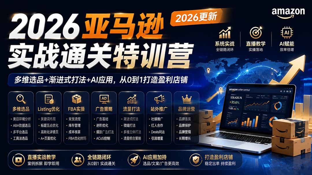 2026亚马逊实战通关特训营-2026更新，多维选品+渐进式打法+AI应用，从0到1打造盈利店铺-海之城短剧项目