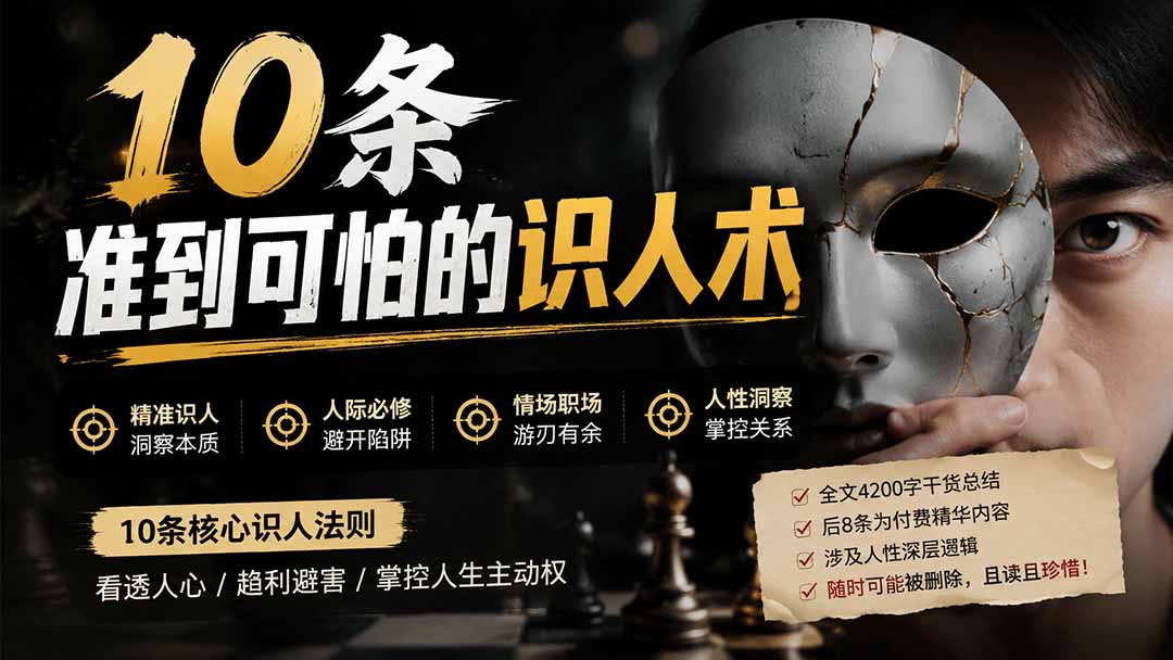 付费文章：分享10条准到可怕的识人术术，希望能帮到大家。-海之城短剧项目