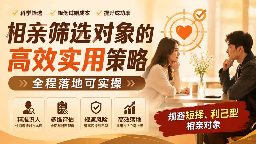 付费文章：相亲筛选对象的高效实用策略，全程落地可实操，规避短择、利己型相亲对象-海之城短剧项目