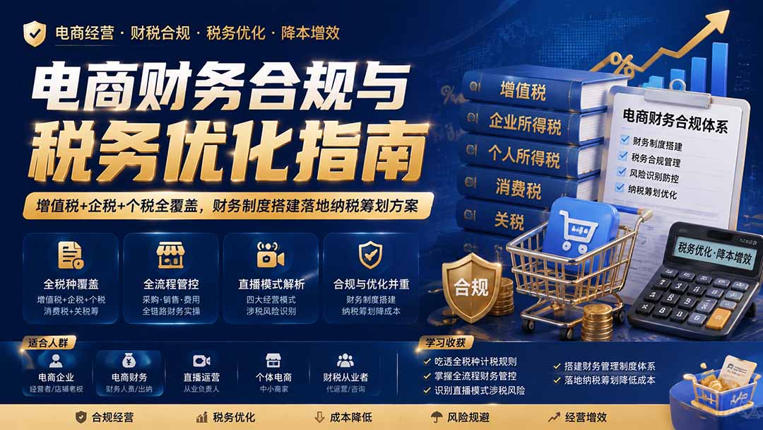 电商财务合规与税务优化指南：增值税+企税+个税全覆盖，财务制度搭建落地纳税筹划方案-海之城短剧项目
