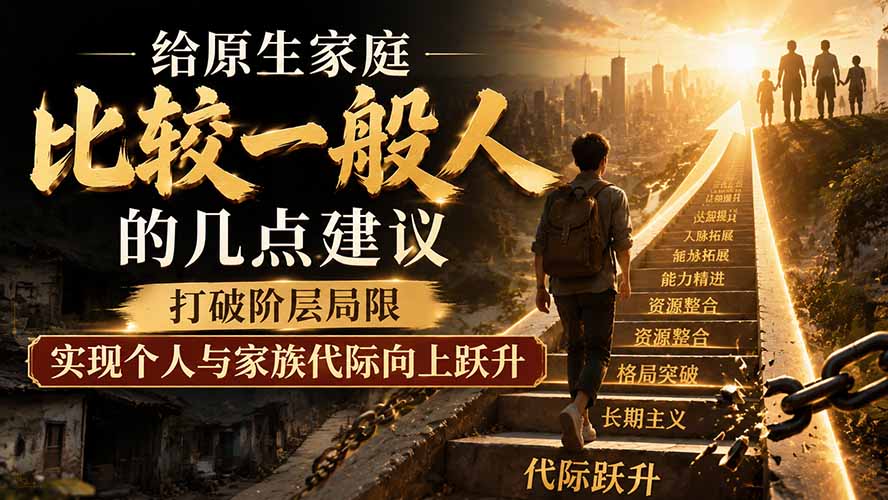付费文章：给原生家庭比较一般人的几点建议，打破阶层局限，实现个人与家族代际向上跃升-海之城短剧项目