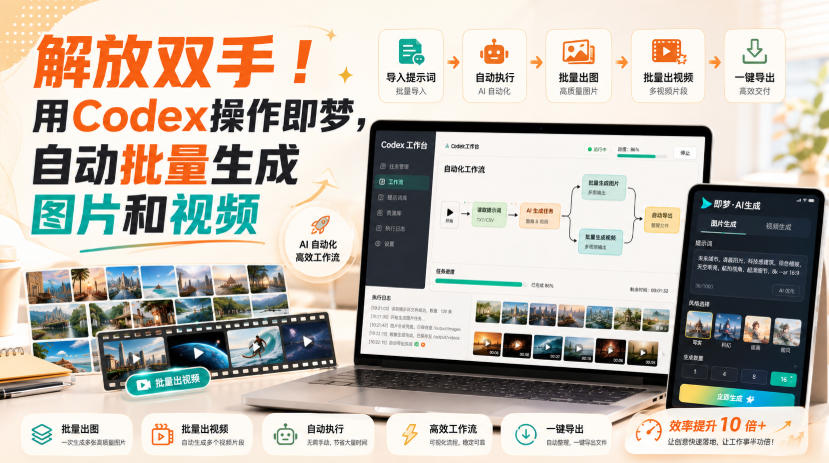 解放双手！用Codex操作即梦，自动批量生成图片和视频-海之城短剧项目