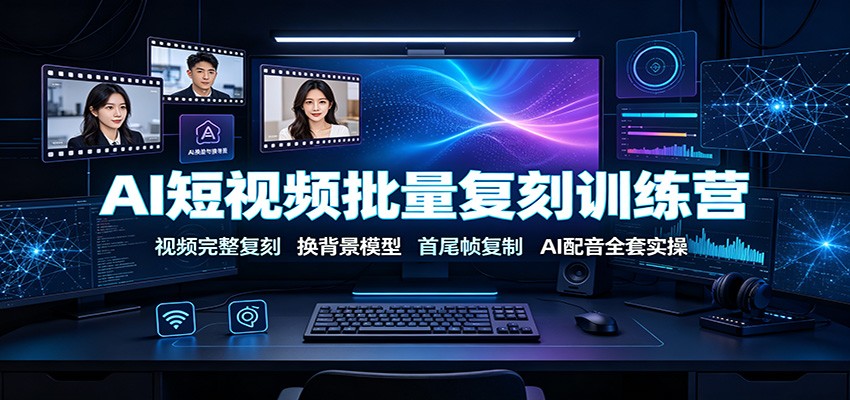 AI短视频批量复刻训练营：视频完整复刻，换背景模型、首尾帧复制、AI配音全套实操-海之城短剧项目