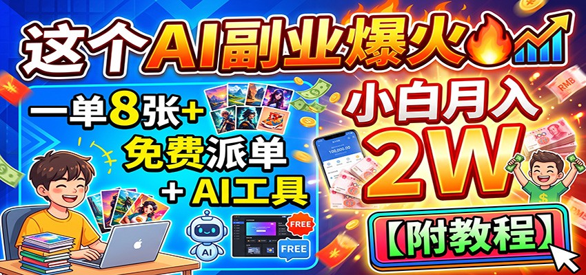 这个AI副业爆火！一单8张+，免费派单+AI工具，小白月入2W【附教程】-海之城短剧项目