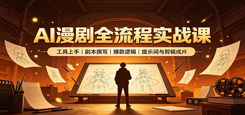 AI漫剧全流程实战课：工具上手、剧本撰写、爆款逻辑、提示词与剪辑成片-海之城短剧项目