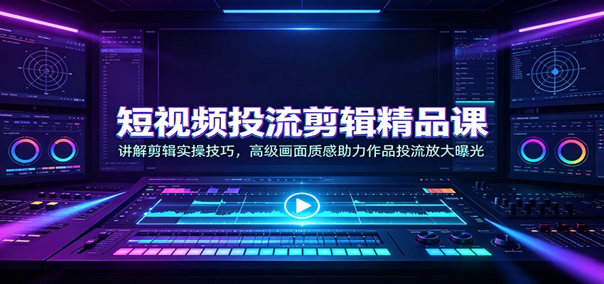 短视频投流剪辑精品课：讲解剪辑实操技巧，高级画面质感助力作品投流放大曝光-海之城短剧项目