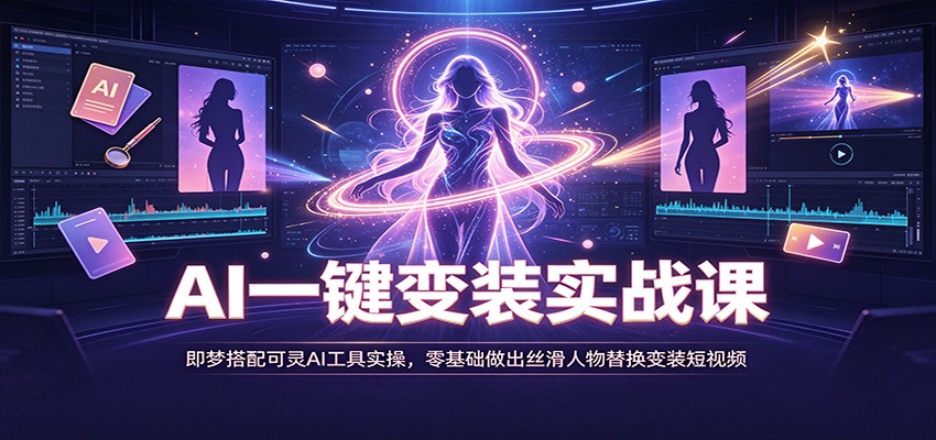 AI一键变装实战课：即梦搭配可灵AI工具实操，零基础做出丝滑人物替换变装短视频-海之城短剧项目