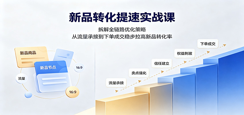 新品转化提速实战课：拆解全链路优化策略，从流量承接到下单成交稳步拉高新品转化率-海之城短剧项目