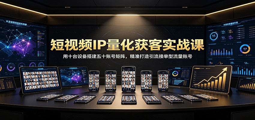 短视频IP量化获客实战课：用十台设备搭建五十账号矩阵，精准打造引流接单型流量账号 - 福缘网