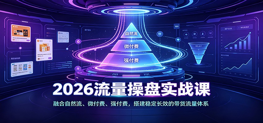 2026流量操盘实战课：融合自然流、微付费、强付费，搭建稳定长效的带货流量体系 - 福缘网