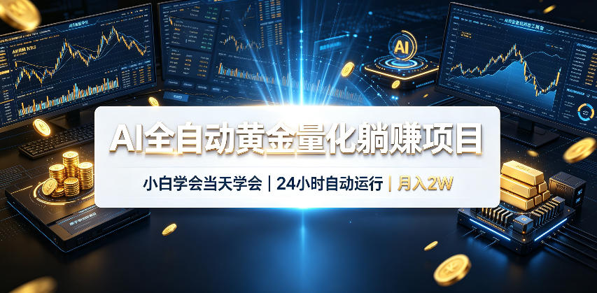 AI全自动黄金量化躺賺项目，24小时自动运行，月入2W！-海之城短剧项目