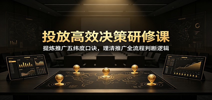 投放高效决策研修课：提炼推广五纬度口诀，理清推广全流程判断逻辑-海之城短剧项目