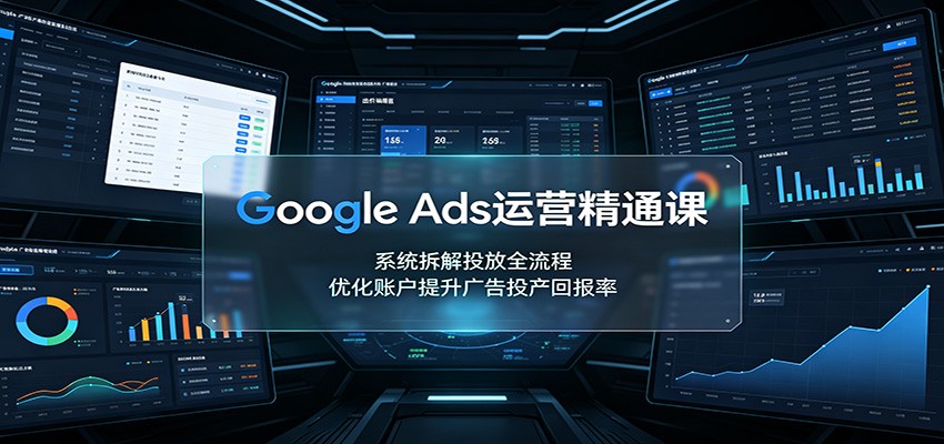 Google Ads运营精通课：系统拆解投放全流程，优化账户提升广告投产回报率-海之城短剧项目