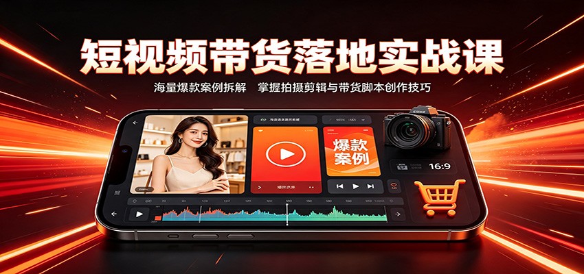 短视频带货落地实战课：海量爆款案例拆解，掌握拍摄剪辑与带货脚本创作技巧-海之城短剧项目