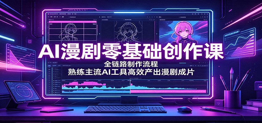 AI漫剧零基础创作课：全链路制作流程，熟练主流AI工具高效产出漫剧成片-海之城短剧项目