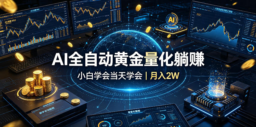 AI全自动黄金量化躺赚：小白学会当天学会，月入2W！-海之城短剧项目