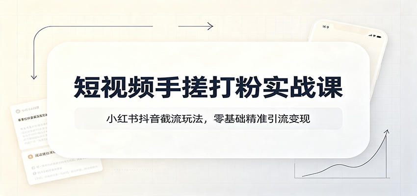 短视频手搓打粉实战课：小红书抖音截流玩法，零基础精准引流变现-海之城短剧项目