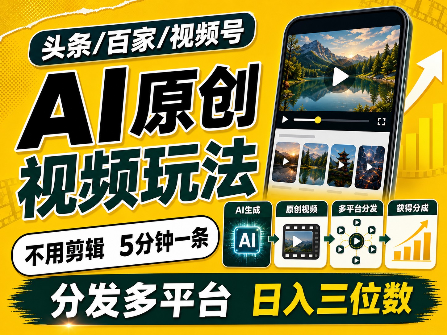 2026头条百家号升级玩法 5分钟一条原创视频 发多平台赚收-海之城短剧项目