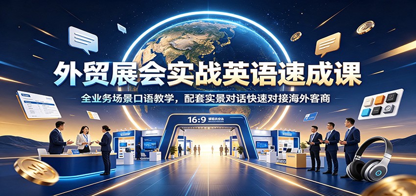外贸展会实战英语速成课：全业务场景口语教学，配套实景对话快速对接海外客商-海之城短剧项目