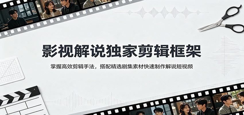 影视解说独家剪辑框架：掌握高效剪辑手法，搭配精选剧集素材快速制作解说短视频-海之城短剧项目