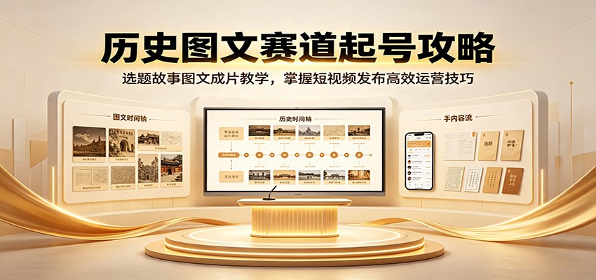 历史图文赛道起号攻略：选题故事图文成片教学，掌握短视频发布高效运营技巧-海之城短剧项目