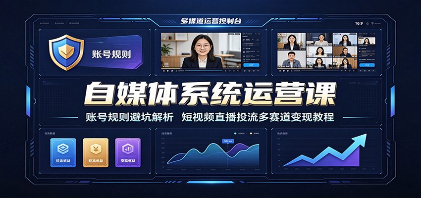 自媒体系统运营课：账号规则避坑解析，短视频直播投流多赛道变现教程-海之城短剧项目