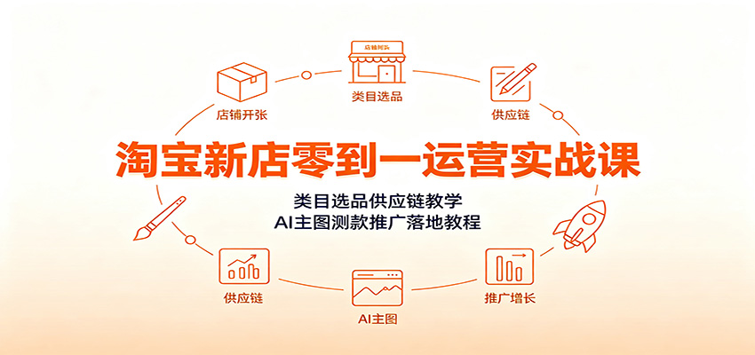 淘宝新店零到一运营实战课：类目选品供应链教学，AI主图测款推广落地教程-海之城短剧项目