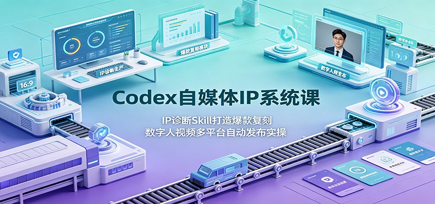 Codex自媒体IP系统课：IP诊断Skill打造爆款复刻，数字人视频多平台自动发布实操-海之城短剧项目