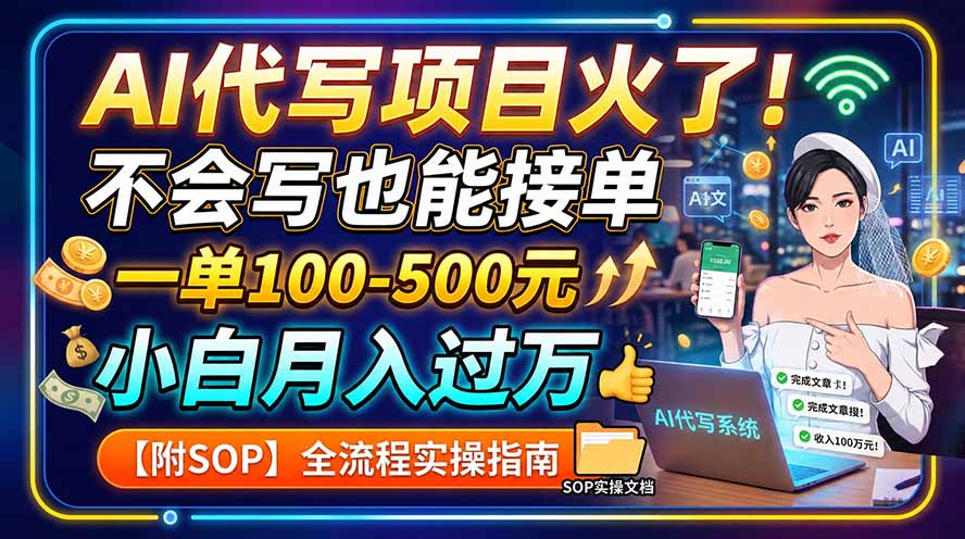 AI代写项目火了！不会写也能接单，一单100-500元，小白月入过万【附SOP】-海之城短剧项目