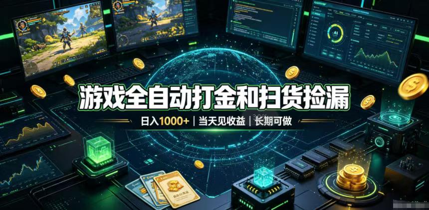 游戏全自动打金和扫货捡漏，日入1000+，当天见收益，长期可做！-海之城短剧项目