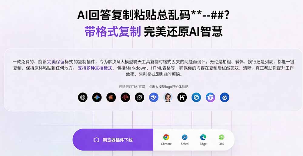 你的 AI 回答内容复制格式总乱码？完美一键保留原格式复制，办公宝藏浏览器插件 Copy With Format