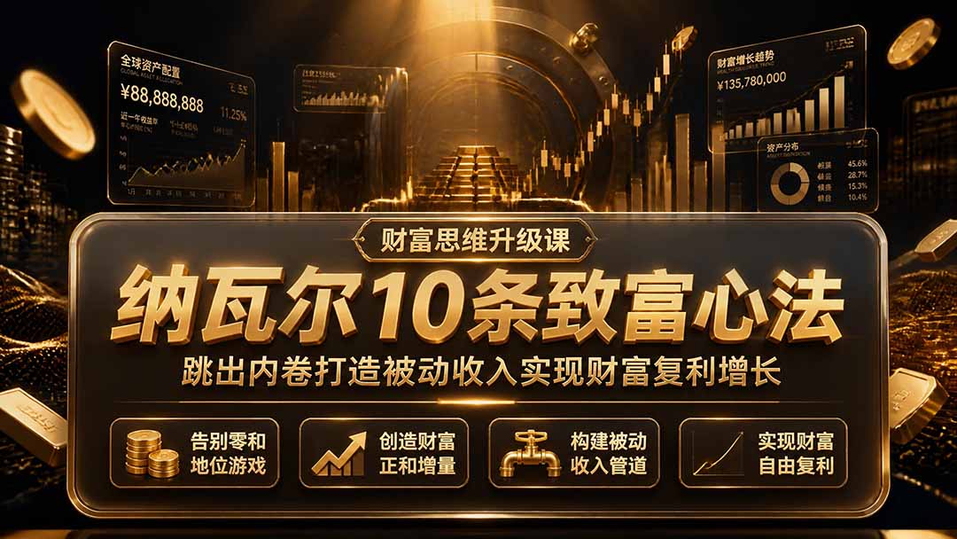 付费文章：纳瓦尔10条致富心法，跳出内卷打造被动收入实现财富复利增长-海之城短剧项目